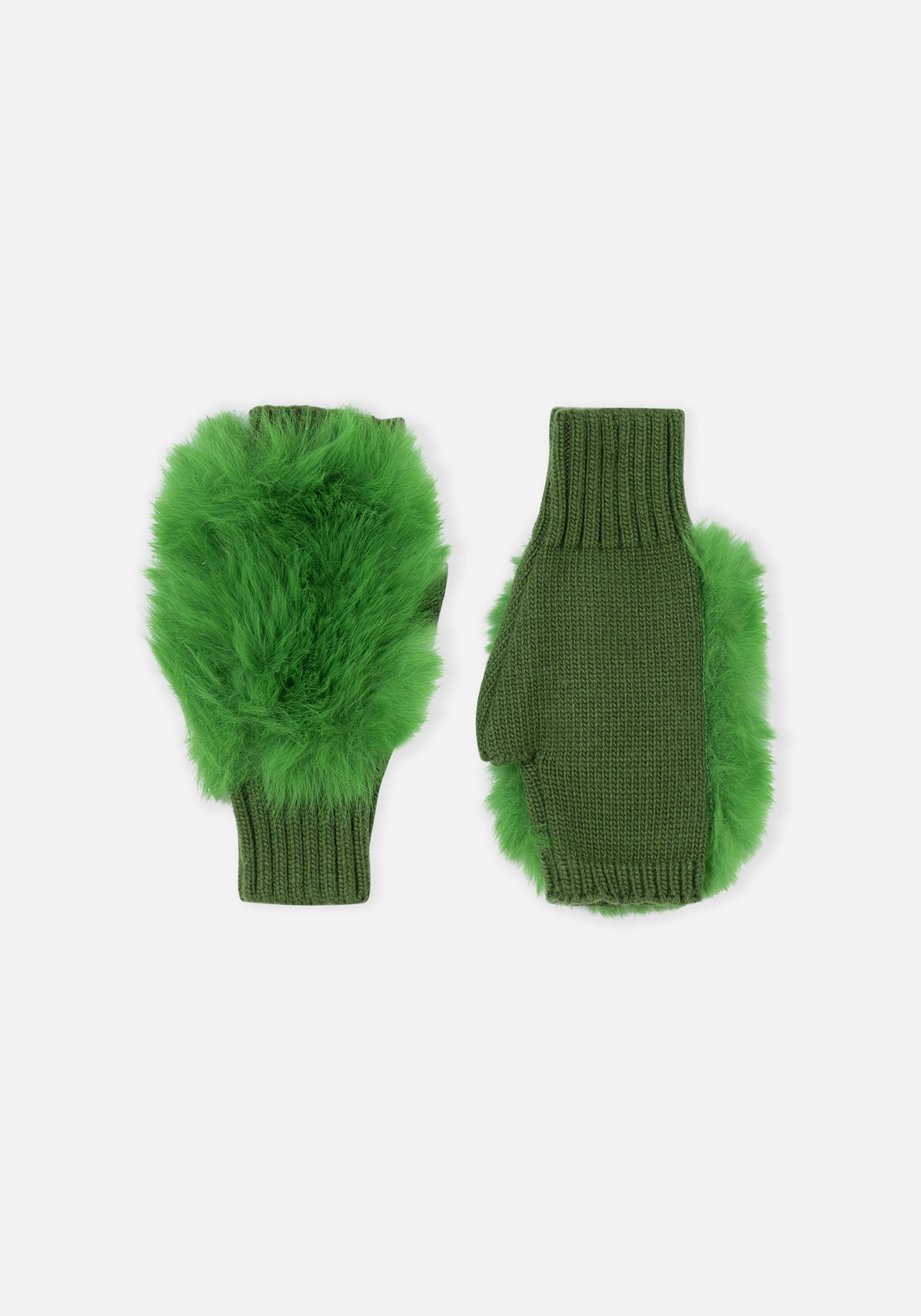 Green Fur Mitten