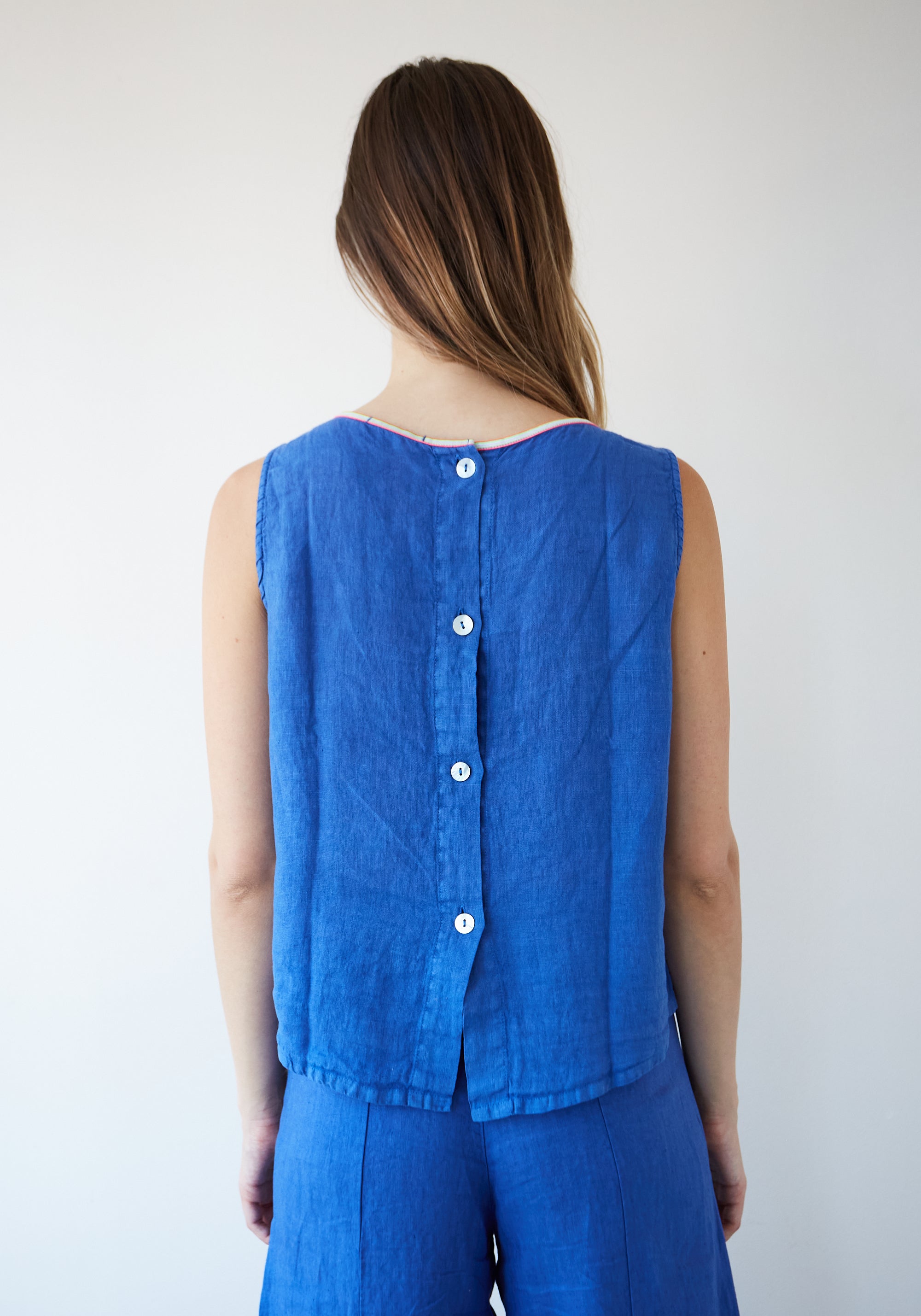 Blue Linen Ana Top