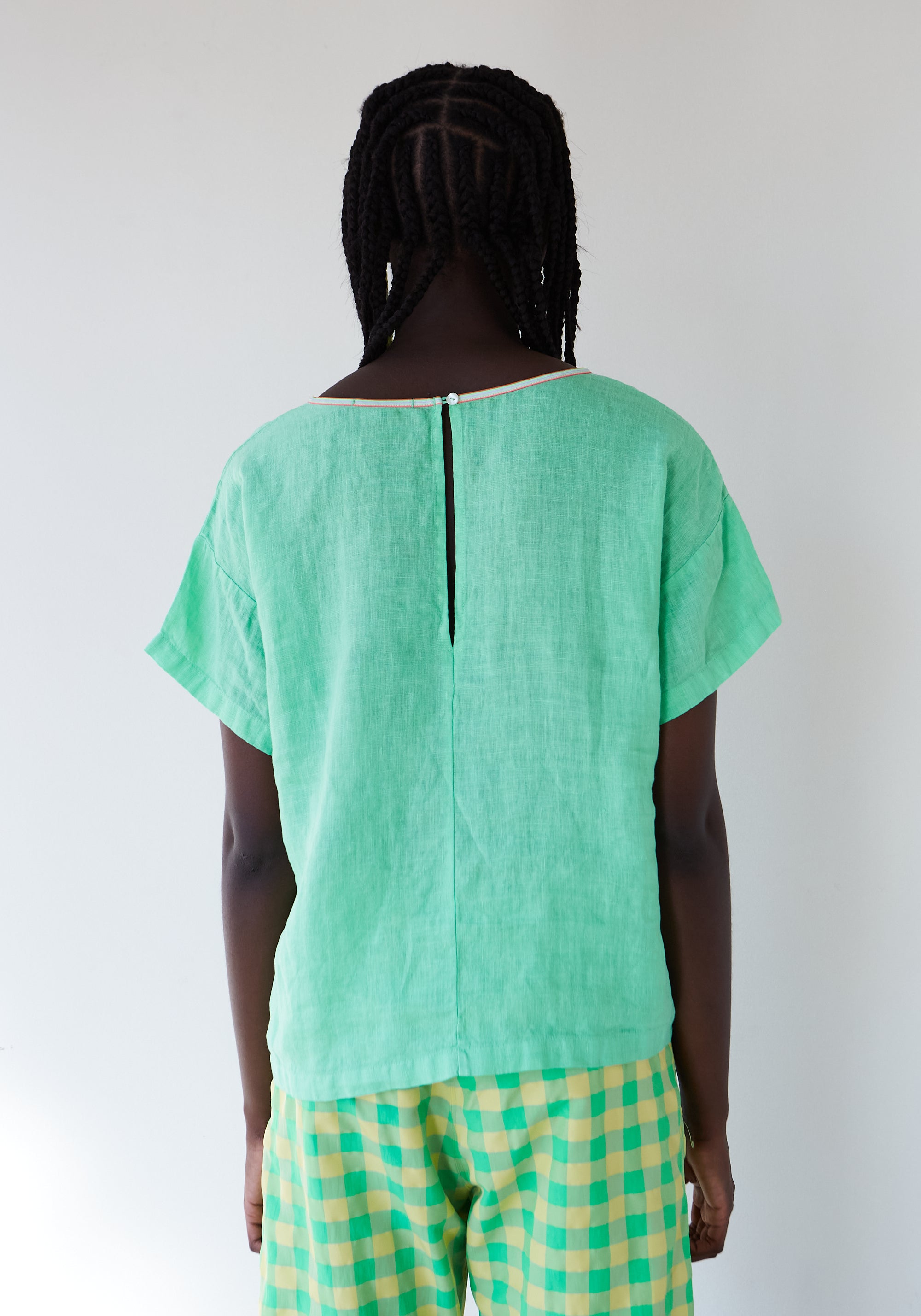 Mint Linen Flake Top