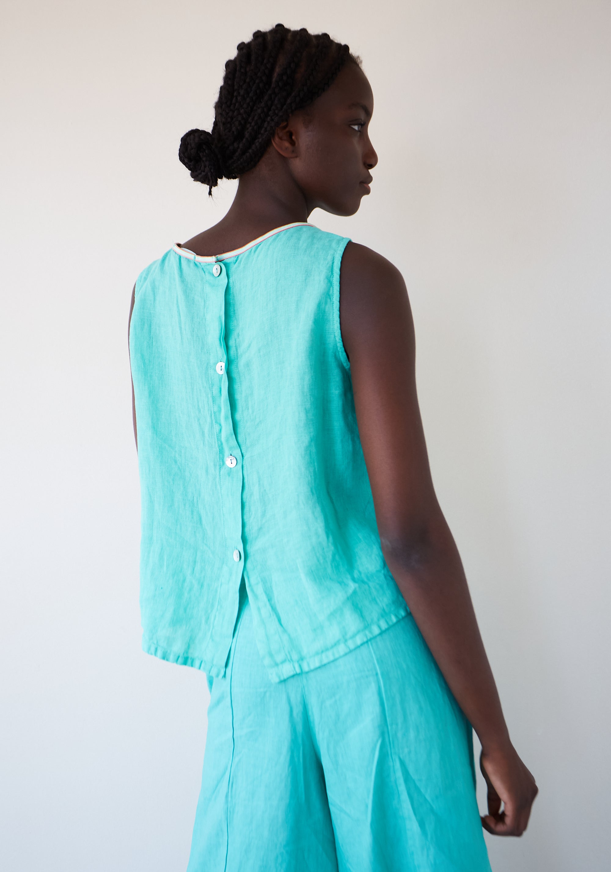 Green Linen Ana Top