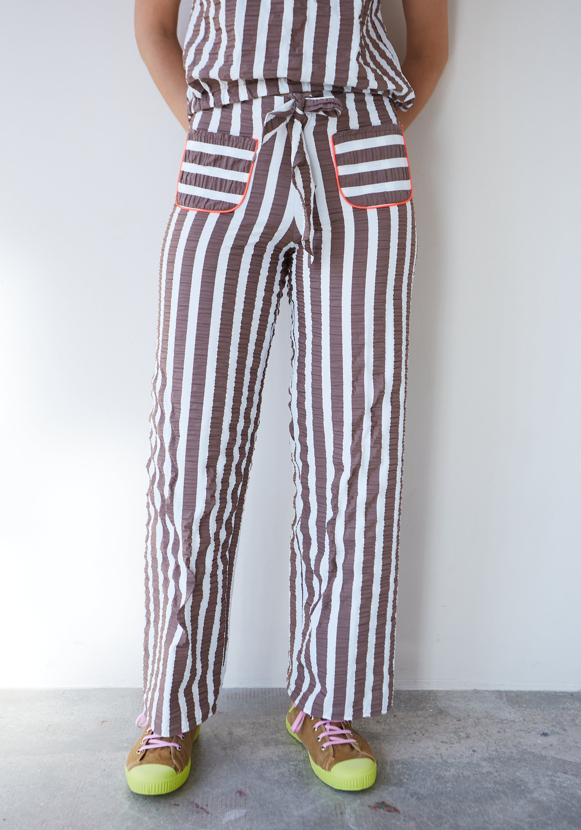 Brown Striped Bow Trousers