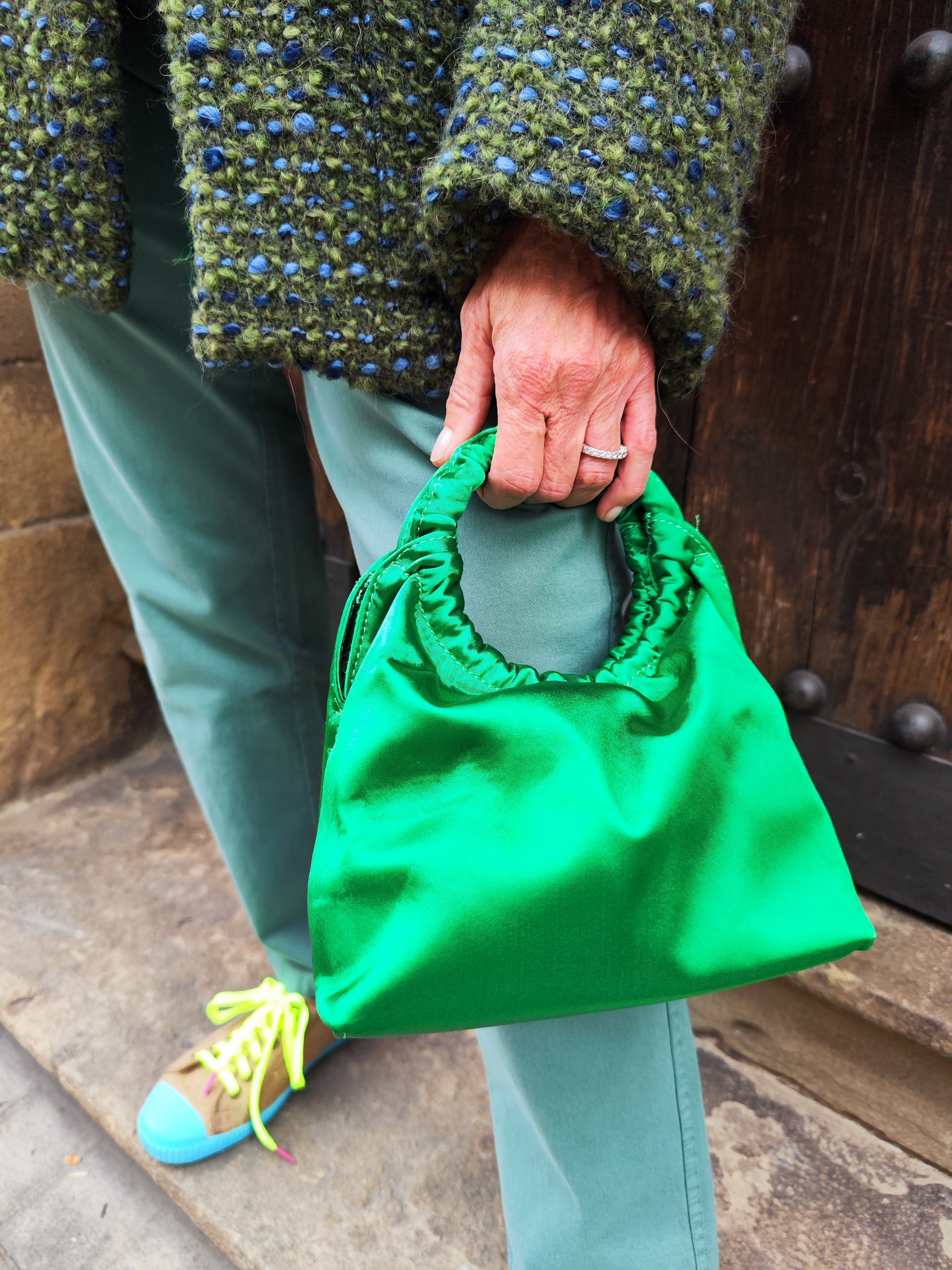 Green Satin Bag